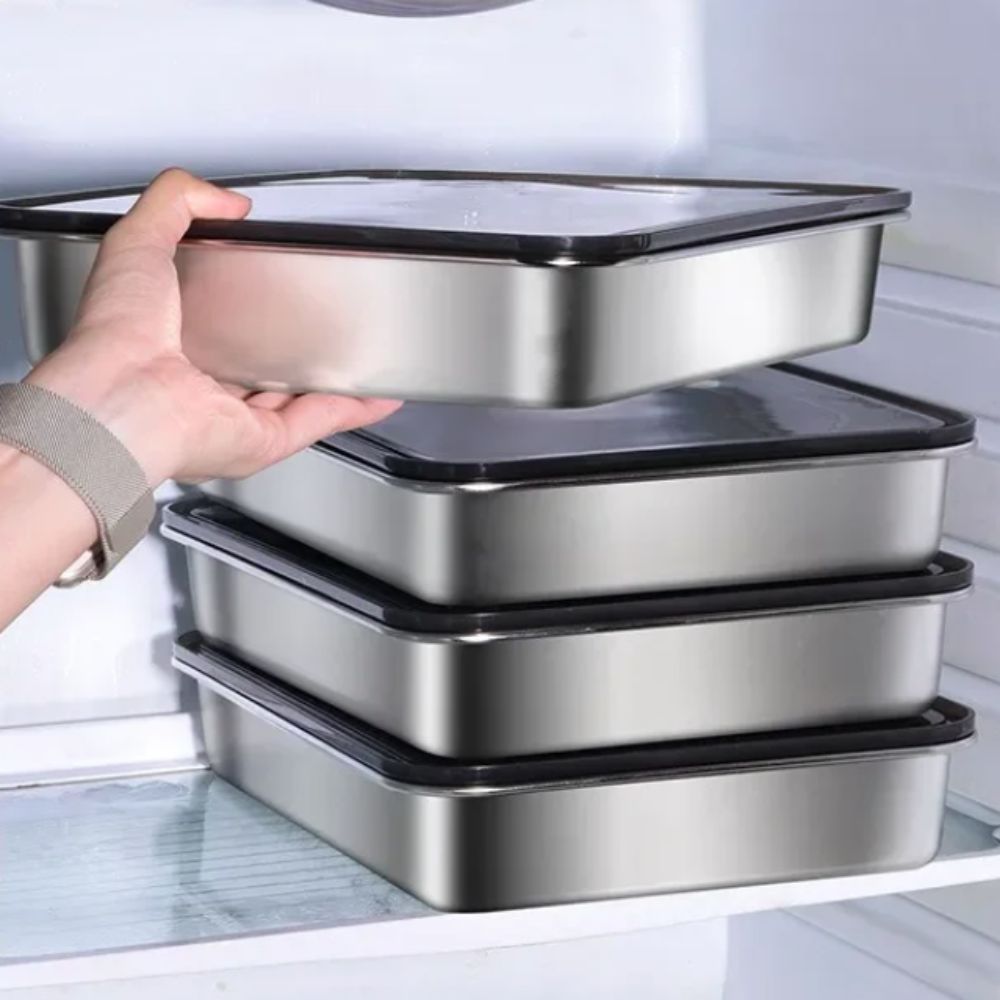 Meal Prep Menu - Stainless Steel Fresh-keeping Box Rectangular Non-stick