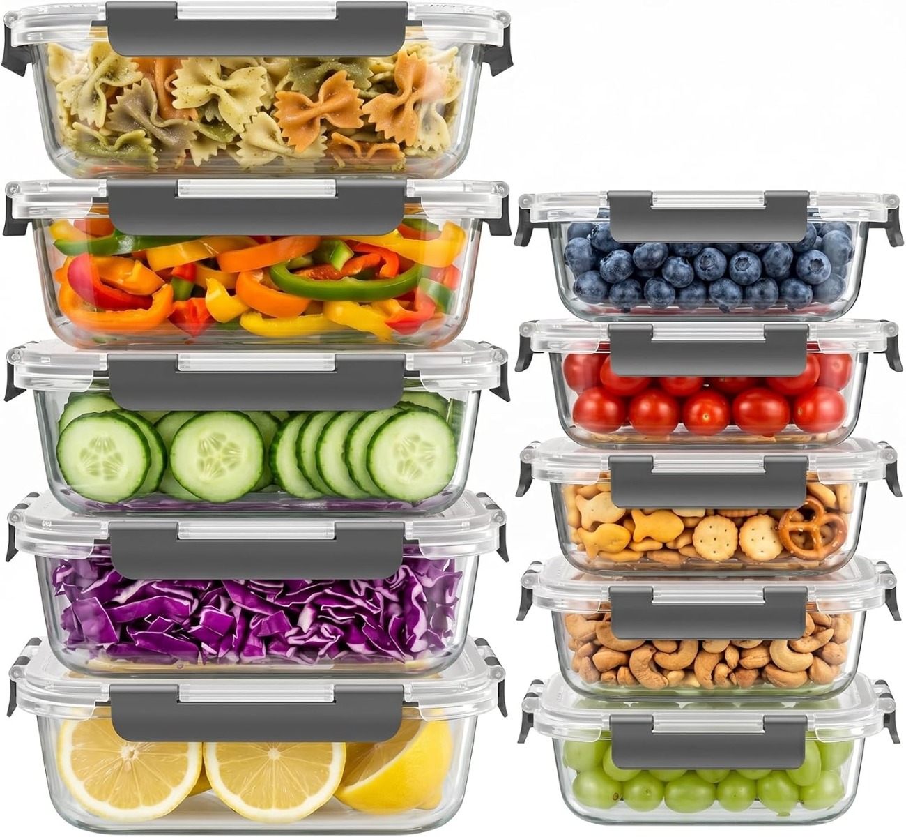 Meal Prep Oven Safe Containers - 10 Sets Glass Food Storage Containers