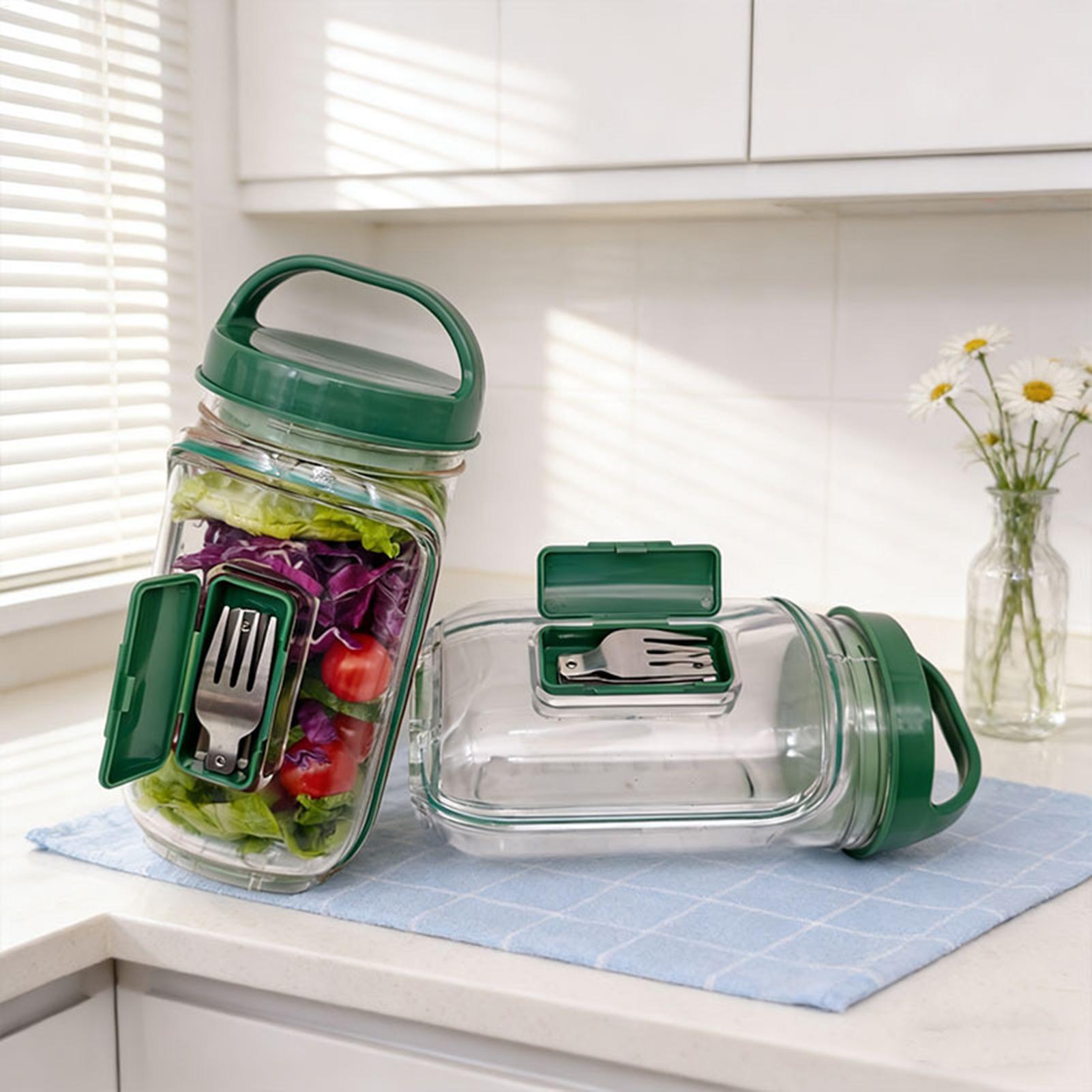 Meal Prep For Office - 1000ml Leakproof Salad Container Salad Jar