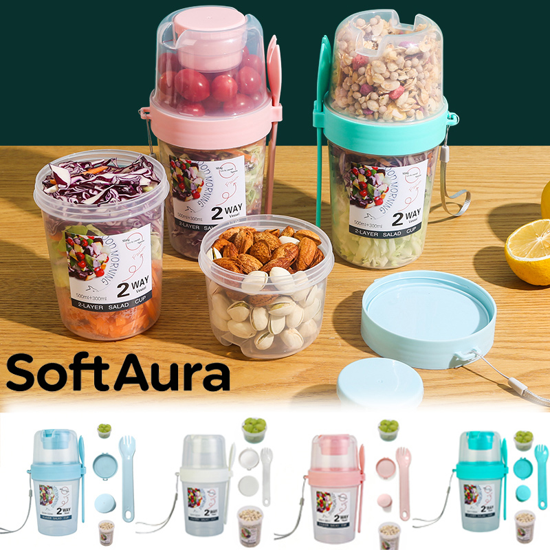 Meal Prep Glass Containers - SoftAura Breakfast On The Go Cups