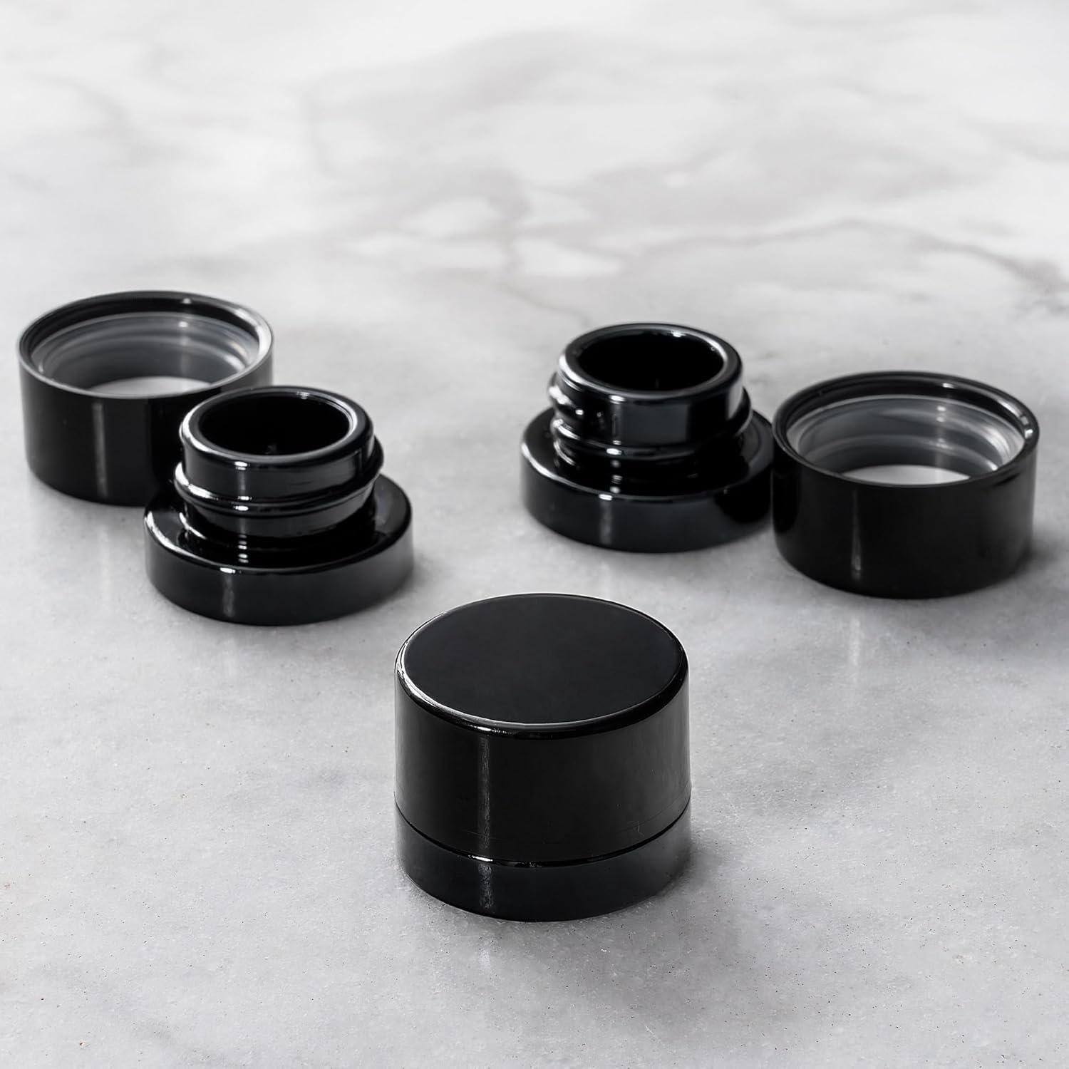 Meal Prep Glass Containers - 5ml Thick Black Glass Jars with