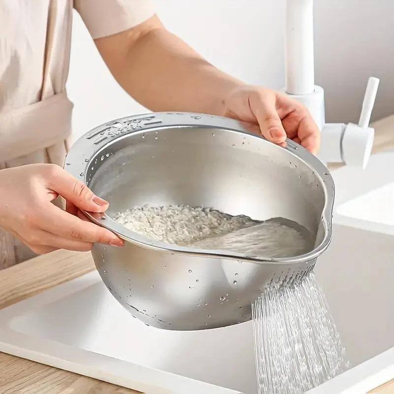 Meal Prep Rice - Rustproof Stainless Steel Rice Washer Colander