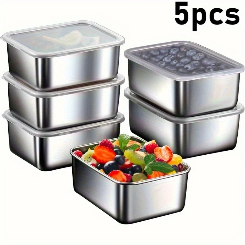 Meal Prep For Office - 5pc Stainless Steel Food Storage Containers