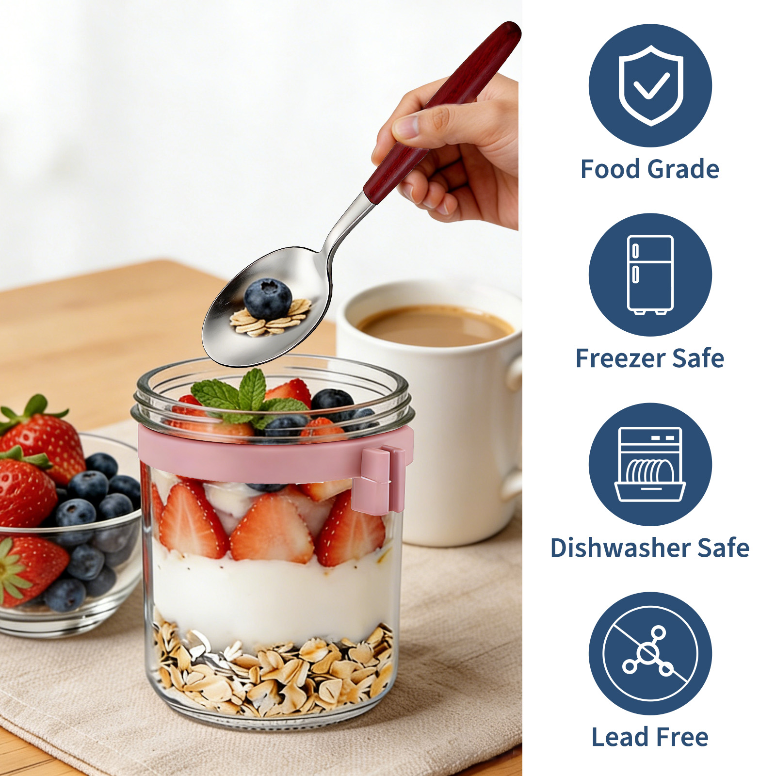 16oz Overnight Oats Jars with  - Meal Prep Yogurt Cups recension och pris