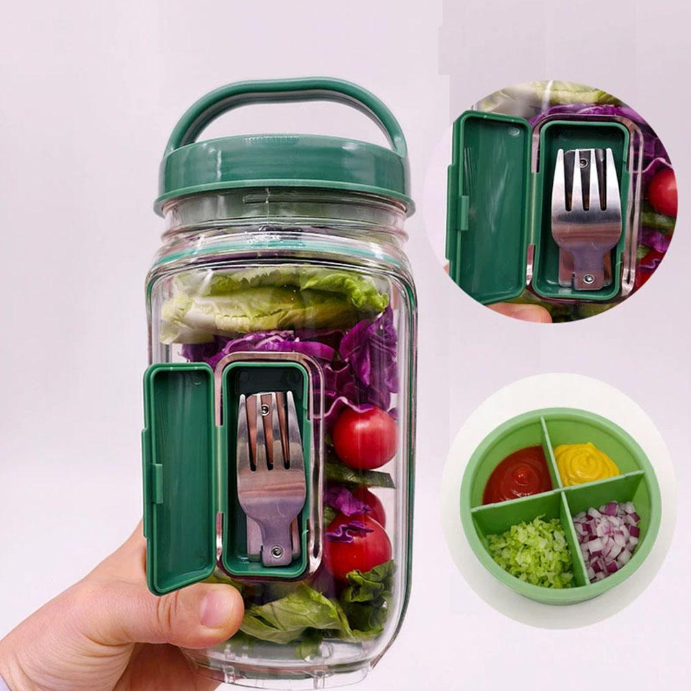 Portable Salad Container Jar w - Meal Prep For Office recension och pris