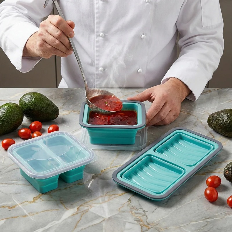 Silicone Freezer Tray with Lid - Meal Prep Oven Safe Containers recension och pris