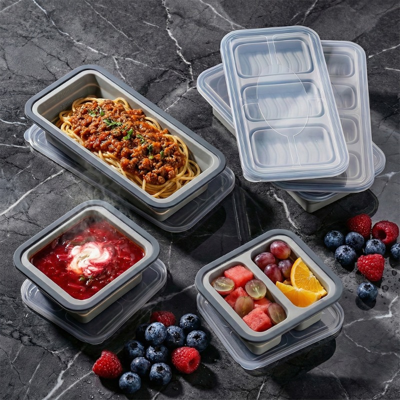 Silicone Freezer Tray with Lid - Meal Prep Oven Safe Containers recension och pris
