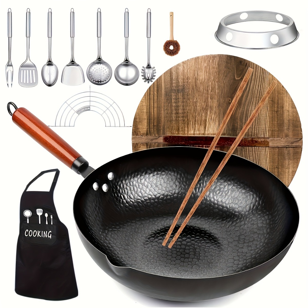 12.6 Inch Cast Iron Wok Set No - Meal Prep Rice recension och pris