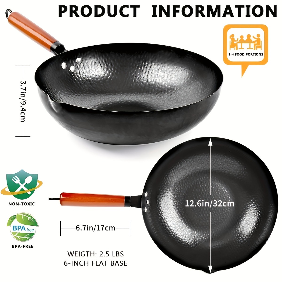 12.6 Inch Cast Iron Wok Set No - Meal Prep Rice recension och pris