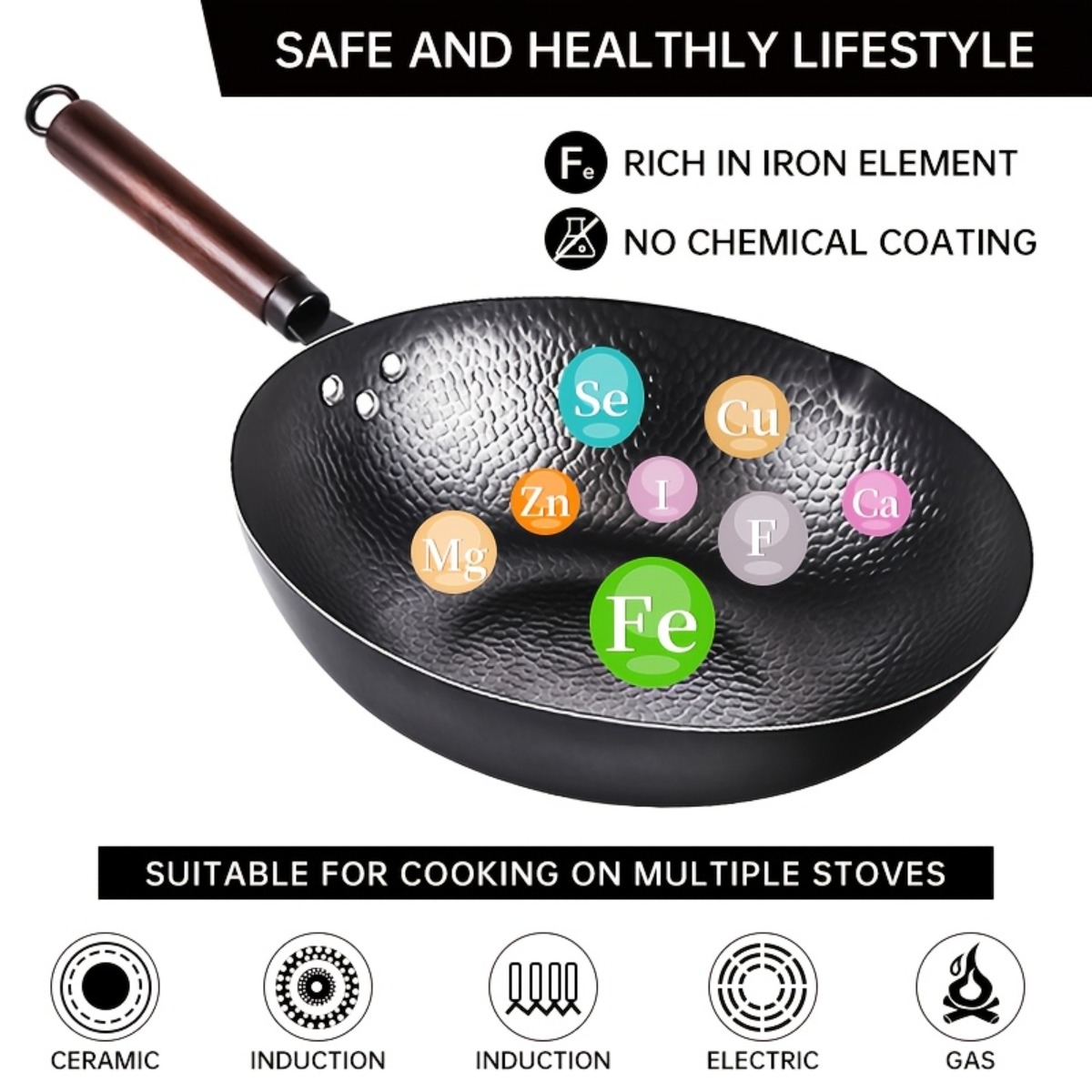 12.6 Inch Cast Iron Wok Set No - Meal Prep Rice recension och pris