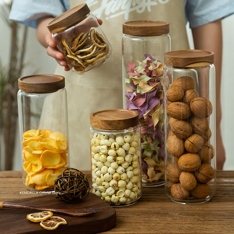 Wood Lid Glass Airtight Canist - Meal Prep Glass Containers recension och pris