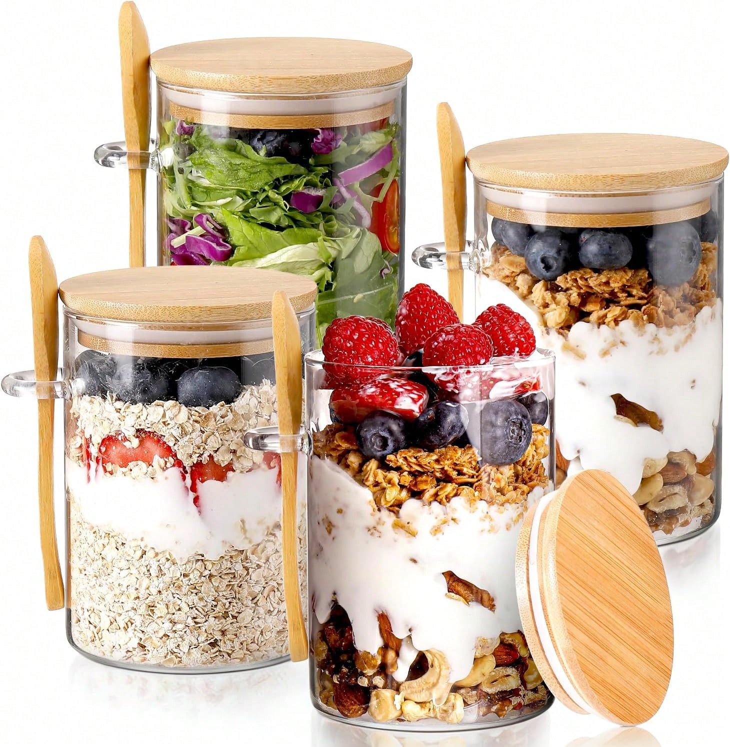 4 Pack Overnight Oats Jars Mod - Meal Prep Yogurt Cups recension och pris