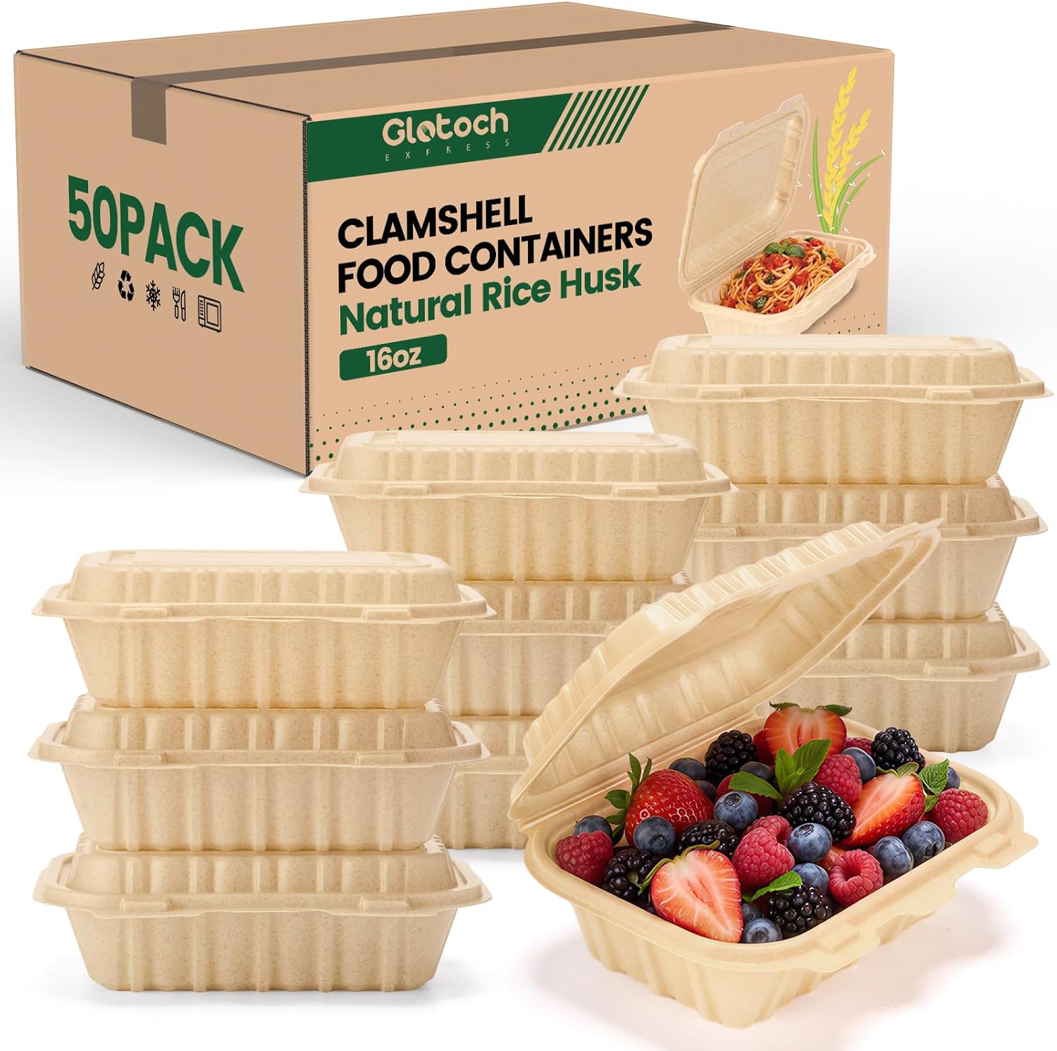 50 Pack 16oz Clamshell Take Ou - Meal Prep Rice recension och pris