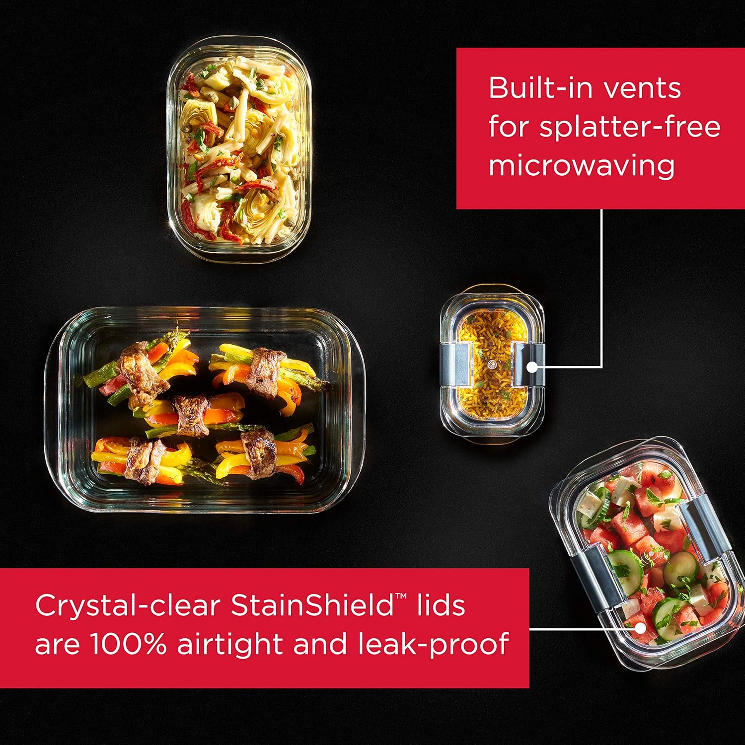 Glass Food Storage Set of 4 Co - Meal Prep Oven Safe Containers recension och pris