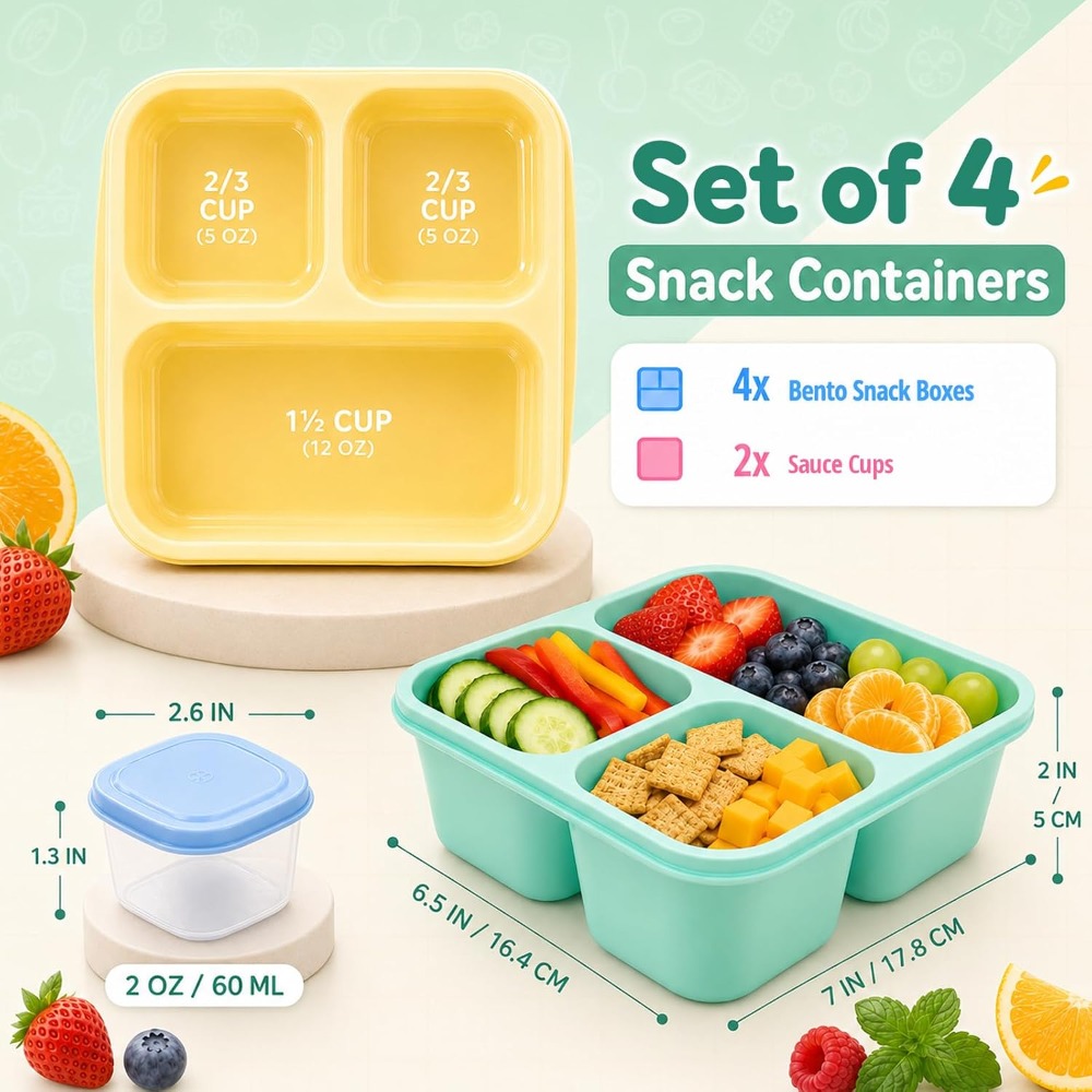3 Compartment Bento Box Snack  - Meal Prep For Office recension och pris