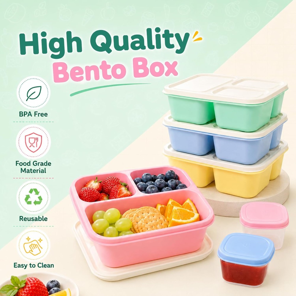 3 Compartment Bento Box Snack  - Meal Prep For Office recension och pris