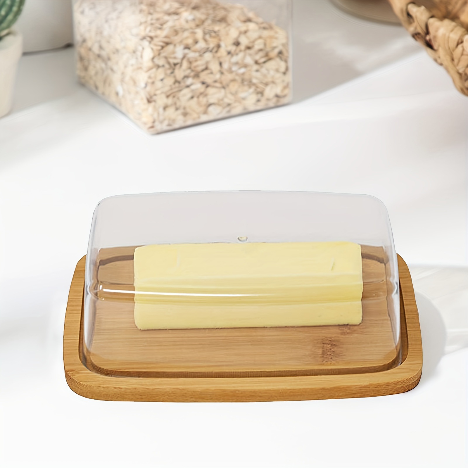 Bamboo Butter Dish Rectangular - Meal Prep Glass Containers recension och pris