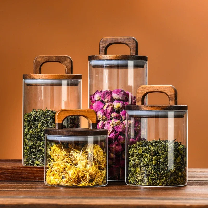 Clear Glass Jar with Bamboo Li - Meal Prep Glass Containers recension och pris