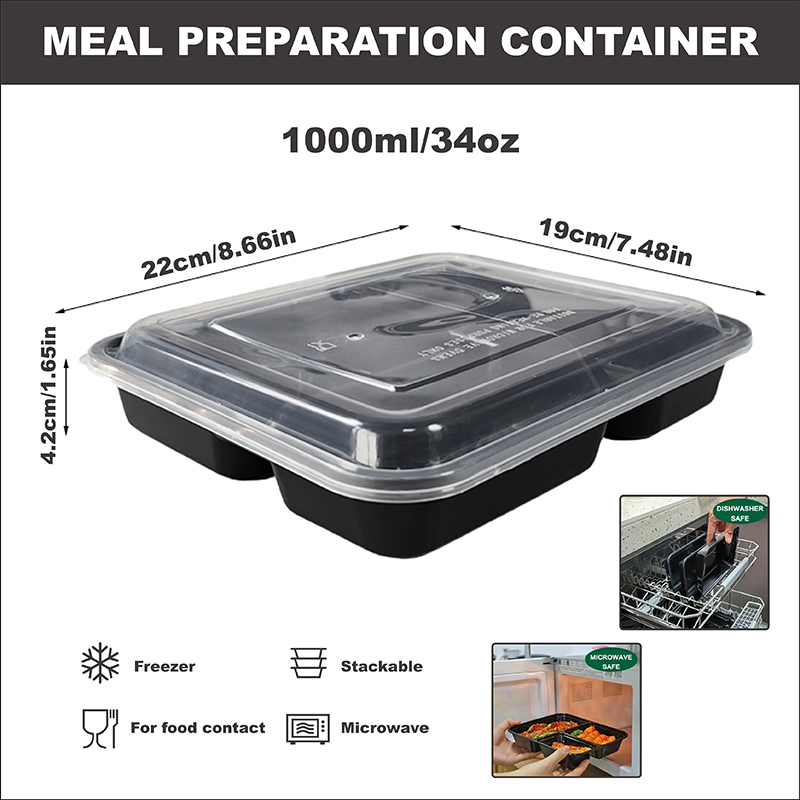 3-Compartment 34 Oz/1000 Ml, 1 - Meal Prep For Office recension och pris